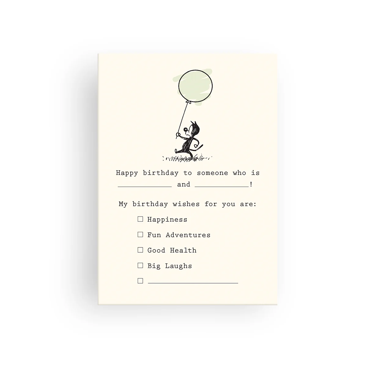 'Birthday Wishes' Fill-in-the-Blank Card