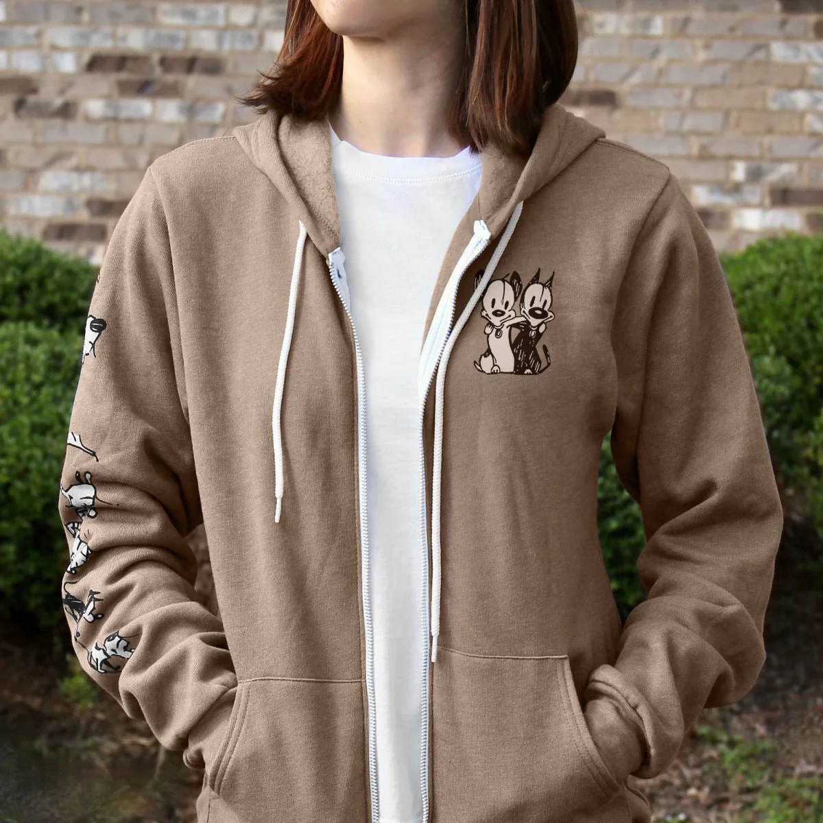 'Walking with MUTTS' Brown Zip Hoodie