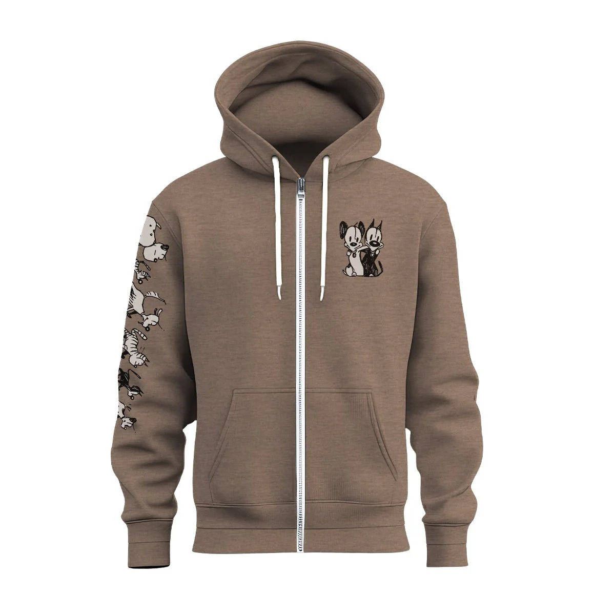 'Walking with MUTTS' Brown Zip Hoodie - Image 2